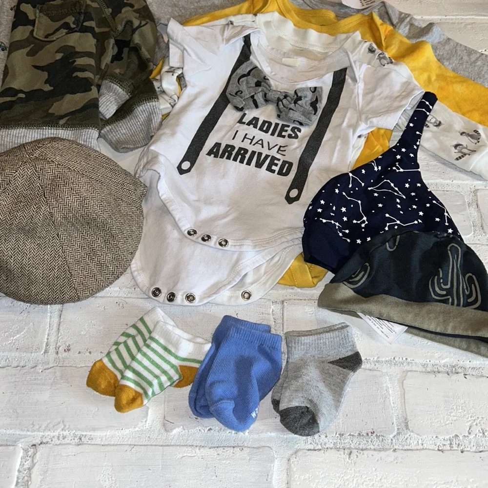 Babyboy 6m fall & winter footie sweater onesie  hat bundle!!